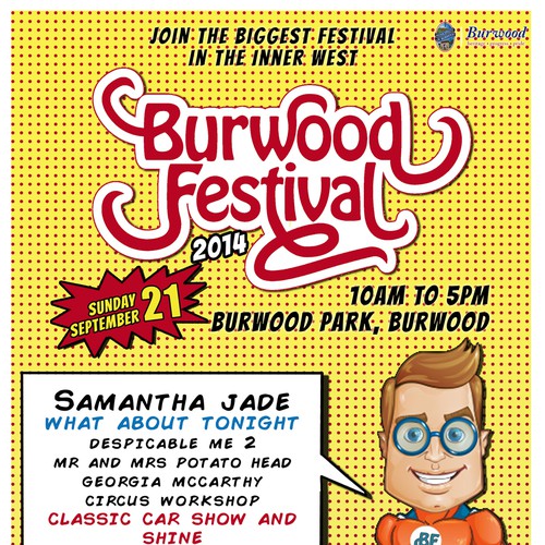 Burwood Festival SuperHero Promo Poster Diseño de AlinaAv