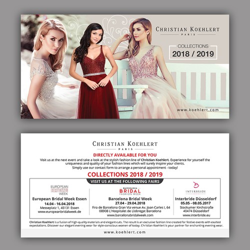 Flyer design for evening dress label needed to invite our customers to Exhibitions Design by Saqi.KTS