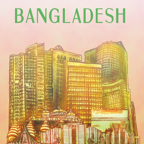 Skyline Wall Art Drawing of Bangladesh Design by dougandcolour