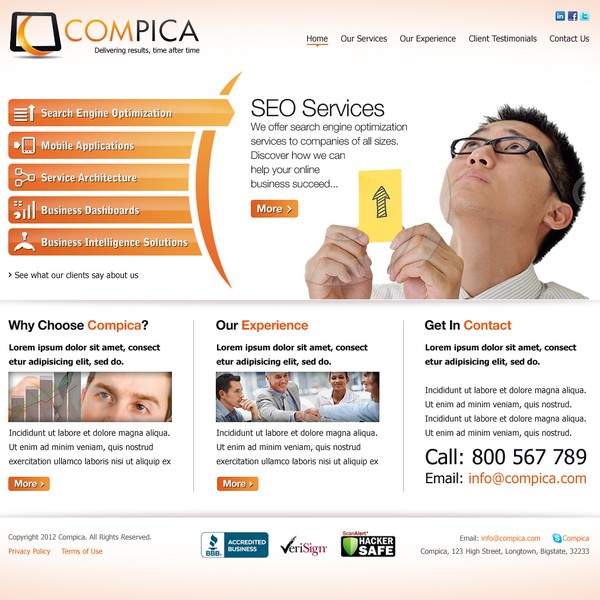 Design by Phil Lyster titled "New website design wanted for Compica"