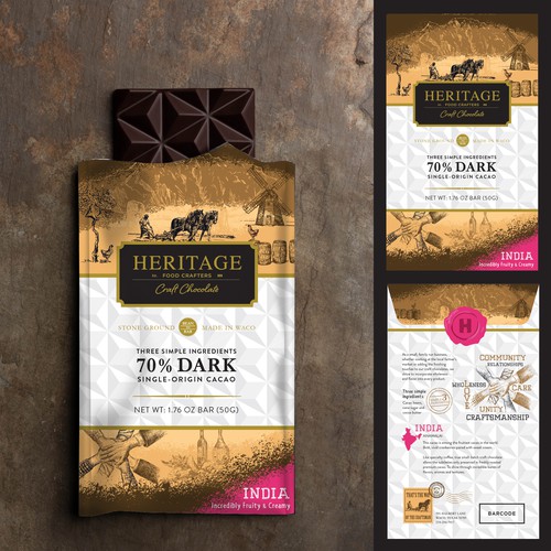 High-End Craft Chocolate Packaging that Creates a Sense of Heritage and Community Diseño de AON