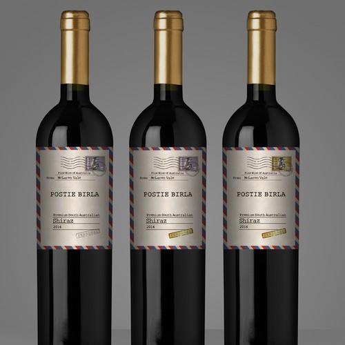 Annis wines export wine label using concept of postage stamp