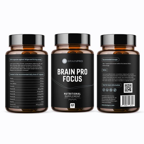 Design a product label for a bio hacker brand - Brain Pro Design by rizal hermansyah