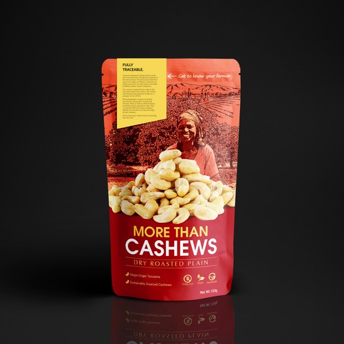 Create a beautiful stand up pouch for Sustainable, Single Origin Cashew Nuts Design by UniqueHub