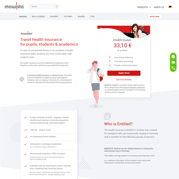 Website design for travel insurance company