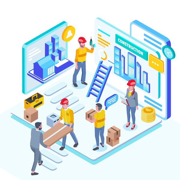 Design by Margarita_K titled "Flat 3d isometric desktop UI/UX design web infographic concept vector. "