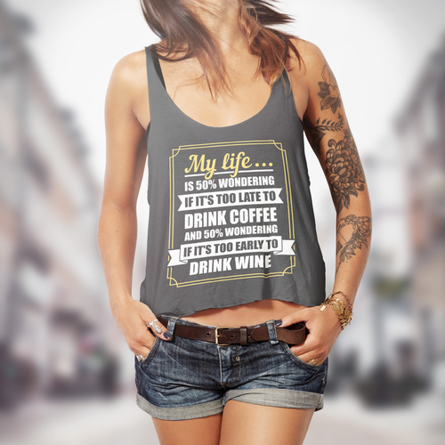 Tank top design using metallic gold and black or white vinyl Tshirt