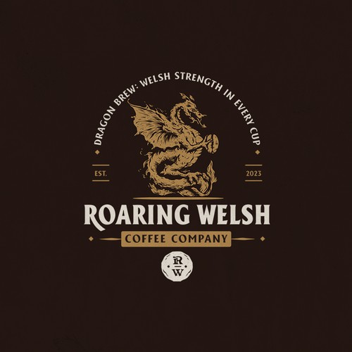 Welsh Coffee Company Logo with Dragon incorporated into the design Design by Evan.C