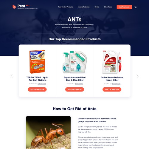 Exciting and fun web design for pest control website Design by Roche 2020