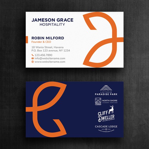 Create a modern and clean business card for a parent company with 4 subsidiaries Design by Felix SH