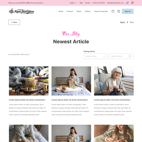 Designs Knot Just Yarn rebranded  page design contest