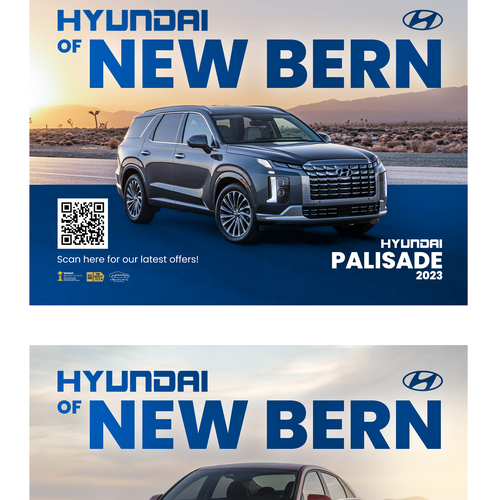 Flyer for Hyundai car dealership showing off the new Palisade and Elantra Design by SudevVp