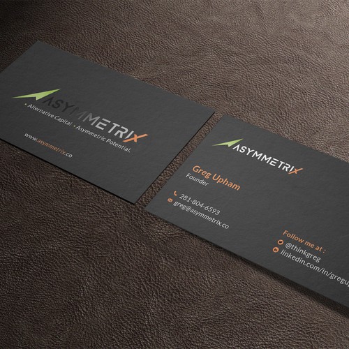 Design a cool, edgey but sophisticated business card for an alternative investment firm. Design von Roni_