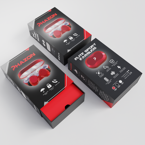 Wireless earbuds packaging box sleeve design Design by i•d•a•d