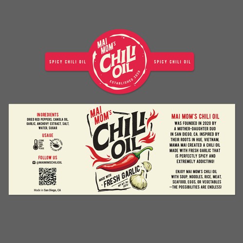 Eye catching packaging label for spicy chili oil jar Réalisé par rickyports