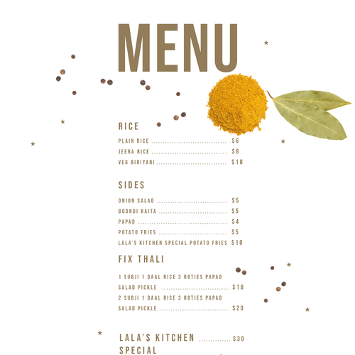 Indian Restaurant Menu Design Design by wildhare
