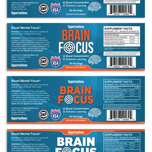 Create product label for Brain Focus supplement Design réalisé par MMX