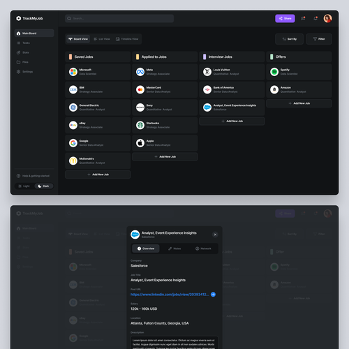 TrackMyJob (Job Tracker Web Application) Design by Ali Sayfiddinov
