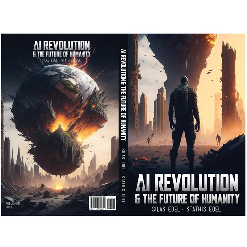 Futuristic AI Book Cover - AI vs Humans/Dark Design by *OldSkooL*