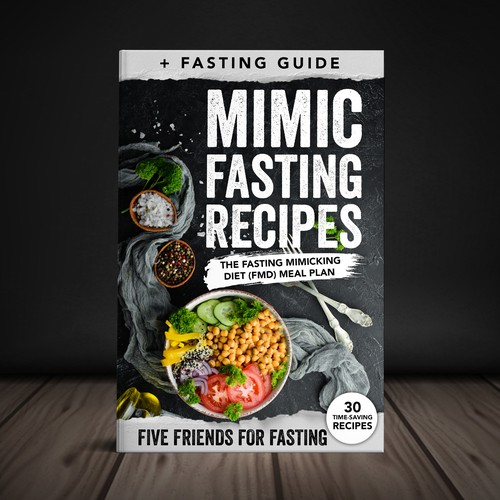 Design a fancy cover+basic layout for an e-book-based recipe book for the new fasting technique FMD Ontwerp door Yna