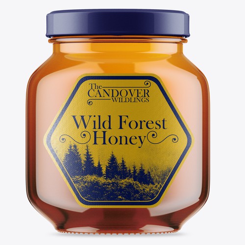 The Bees Need You! Wild Forest Honey Label Design. Design by Gerardo Castellanos