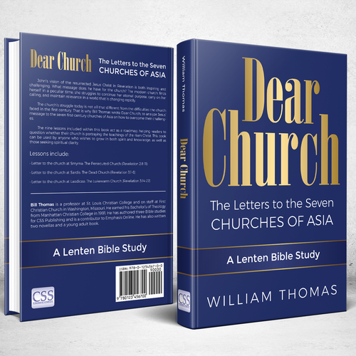 Design a book cover for a Christian Bible Study, "Dear Church: The Letters to the Seven Churches Design by Bovan