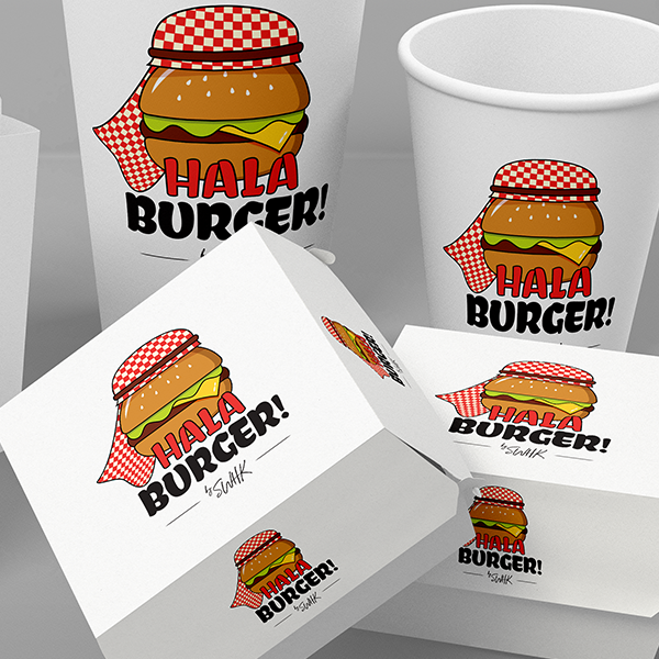 Design by Hadeel Tarek titled "Hala Burger Logo"