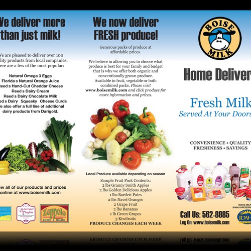 Dairy.Fresh Produce Home Delivery Flier Print or packaging design contest
