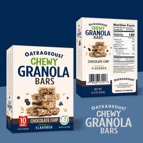DESIGN EYE-CATCHING PACKAGING FOR CHOCOLATE CHIP CHEWY GRANOLA BARS! Design by Unik ART