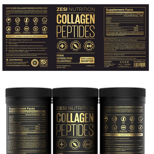 Design an attention grabbing, modern label for our collagen supplement Diseño de Imee008