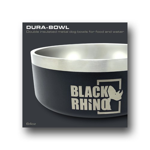 Black Rhino 64 Oz Dura-Bowl Double Insulated Dog Bowl