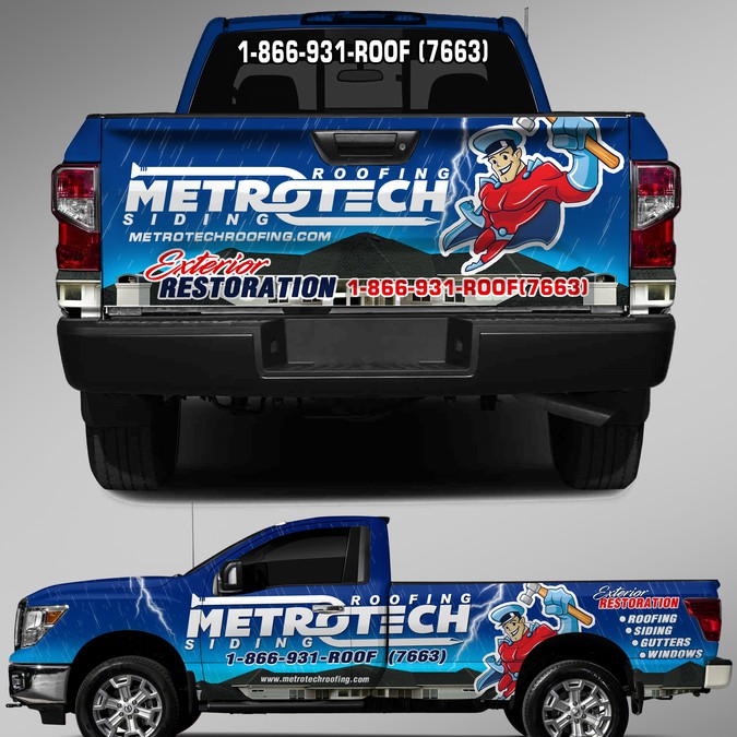 KickAzz Vehicle Wrap for METROTECH Roofing Car, truck or van wrap