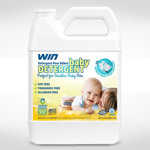 WIN Baby Detergent bottle label Design by TheBeeDee