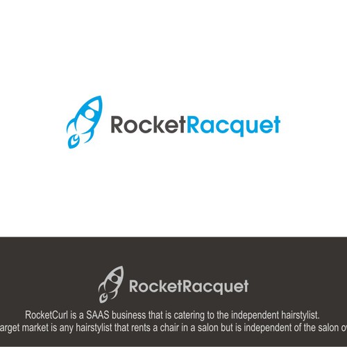 Create a capturing vintage Rocket logo for RocketCurl. Design by LAWETMAS