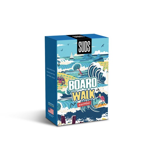 SUDS™ Bar Soap Packaging with Custom Illustrations - 5 Box Series Design by sougatacreative