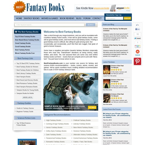 Help Best Fantasy Books with a new website design Réalisé par rosiee007