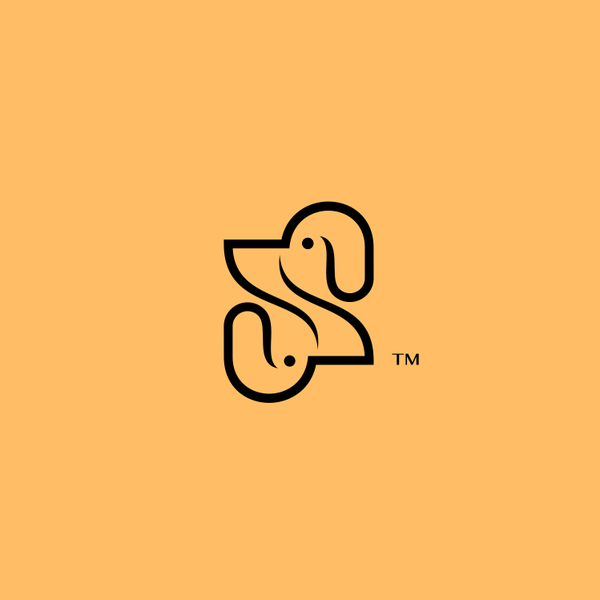 Design realizzato da METAFORA_ intitolato "two dog heads forming the letter S in line art style"