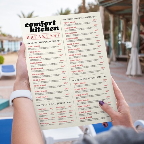 Design a cool new menu for a breakfast & lunch spot in Upstate NY Design by Along99