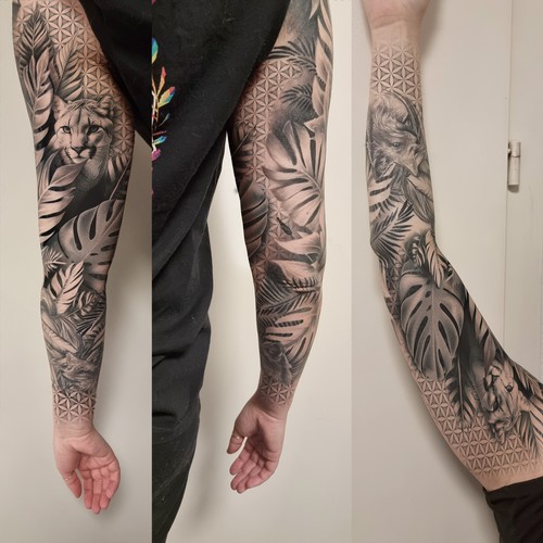 Upper arm half sleeve tattoo, concurso Tatuagem