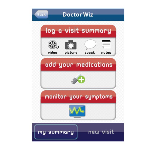 Help DoctorWiz with home screen for an iphone app Diseño de capulagå™