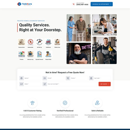 "Modern Landing Page Design for TaskAura – Doorstep Services Brand" winning Postcard, flyer or print