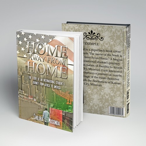 A book cover illustrating the journey of an international student from Africa to America Design by ilyasshoppus