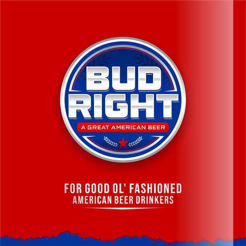 Bud Right.  The great new American Beer for good ol' fashioned American beer drinkers. Design by Voos Studio