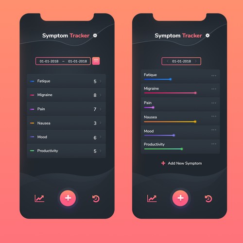 Design a beautiful, professional UI for a Symptom Tracker app Design by Dexim