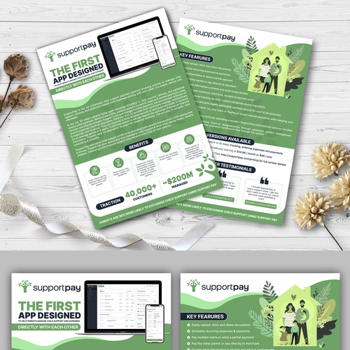 Modern informational flyer for a mobile and web application Design by Tanny Dew ❤︎