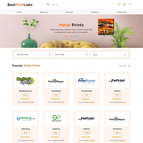 Design Print comparison website Design by Adventix