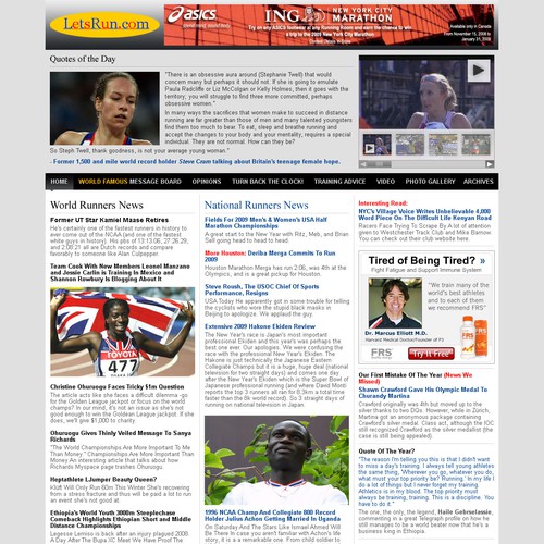 LetsRun.com Homepage Re-Design/Cleanup Diseño de Shearyadi