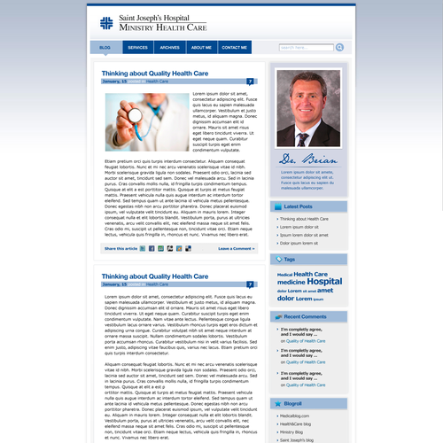 Design by sc titled "Clean, Simple Wordpress Theme for Hospital President"