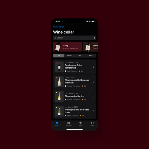 Designs | Wine Cellar and Tasting App | App design contest