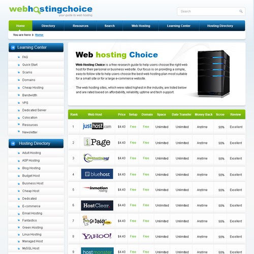 Redesign WebHostingChoice.com Design by satinath
